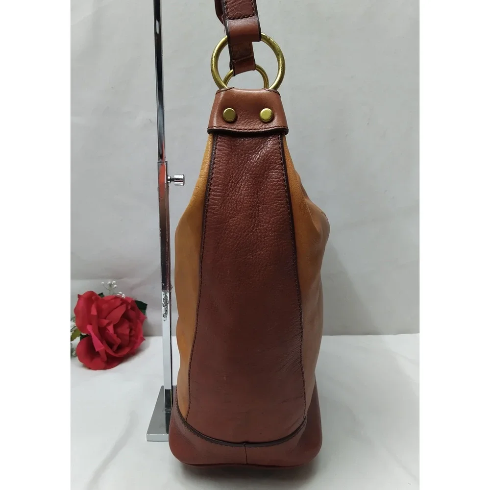 Fossil Maddox Brown Leather Zipper Closure Hobo Shoulder Bag